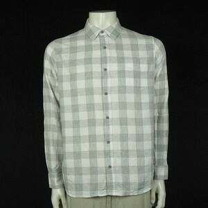 Travis Mathew Quinella Button Down Shirt Mens Large Gray Plaid Golf Cotton Blend